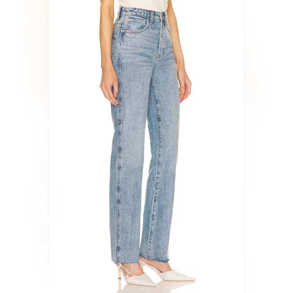 GRLFRND The Sara Super High Rise Slim Straight Jeans in Wave Hill - Picture 2 of 10